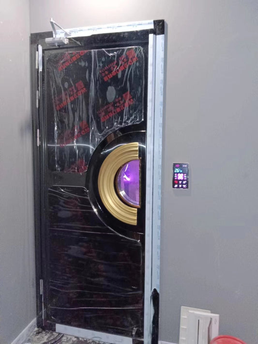 A modern fire-resistant and soundproof door, designed for urban homes to enhance privacy, safety, and comfort.