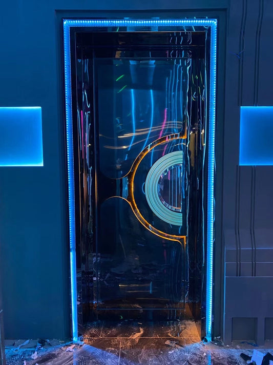 Fire-resistant soundproof door with LED lighting designed for commercial spaces, ensuring privacy and security.