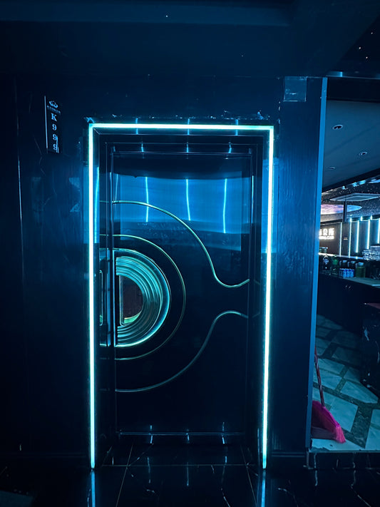 A modern soundproof door designed to provide enhanced privacy and security for homes and offices.