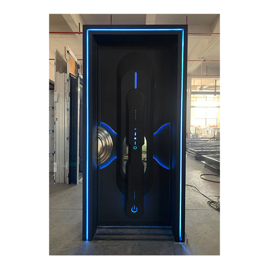 Modern soundproof door with sleek LED lighting and advanced acoustic technology, ideal for creating quiet and stylish spaces.