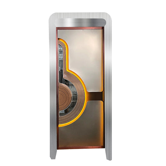 Custom soundproof door with LED lighting and intricate design, ideal for creating optimal acoustic environments in high-end spaces