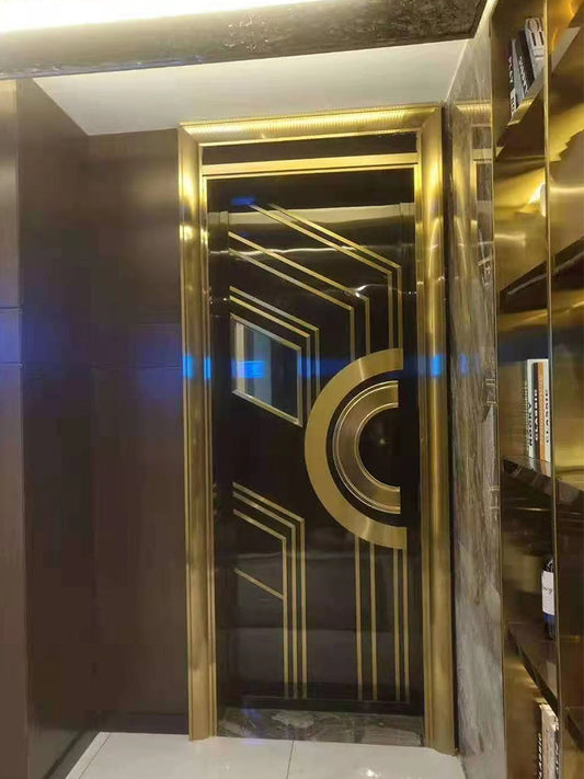 Luxury soundproof door with elegant golden detailing, ideal for upscale KTV rooms, VIP areas, and high-end wellness spaces.