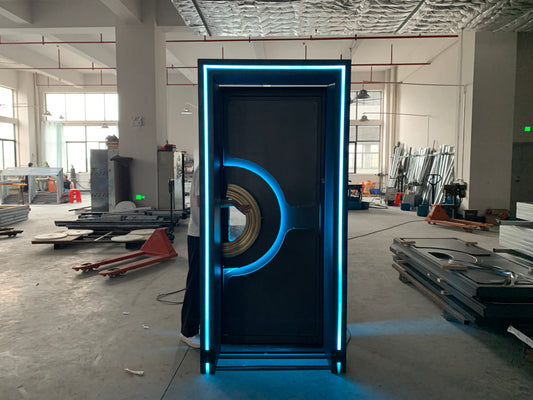 SafeSoundDoors futuristic LED-accented door blending flat panel simplicity with illuminated design innovation