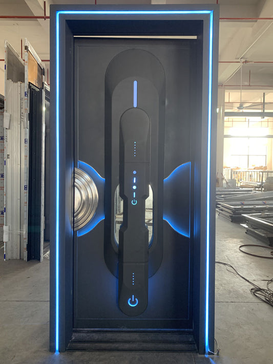 LED-enhanced soundproof door with futuristic design, ideal for karaoke rooms and entertainment venues requiring noise isolation