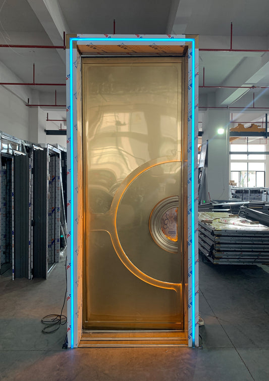 Soundproof door installed in a modern commercial office, designed to reduce noise and enhance privacy