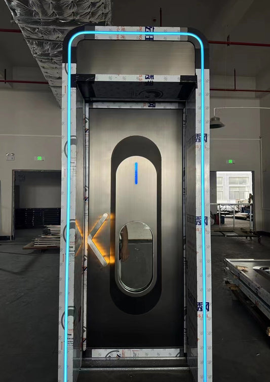 Modern LED soundproof door with sleek design and illuminated accents, ideal for contemporary commercial and residential spaces