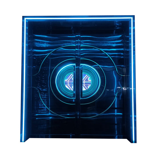 Sci-fi style soundproof door with futuristic LED ring design, perfect for KTVs, game rooms, and immersive entertainment venues