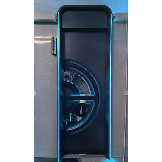 Stylish LED soundproof door with curved design and ambient lighting, ideal for modern entryways and luxury interiors
