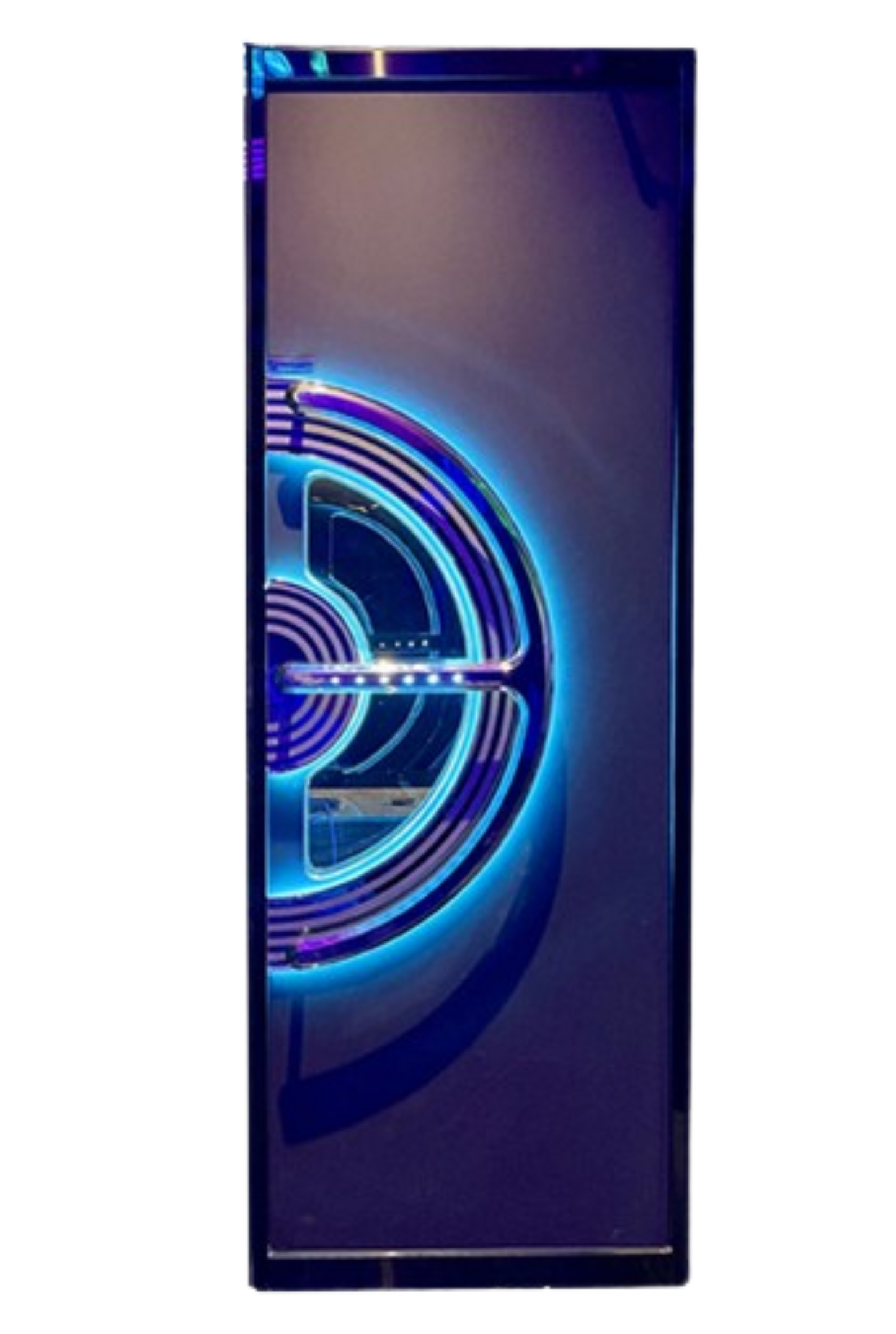 Futuristic single soundproof door with circular LED design and stainless steel finish – ideal for KTV or private lounge