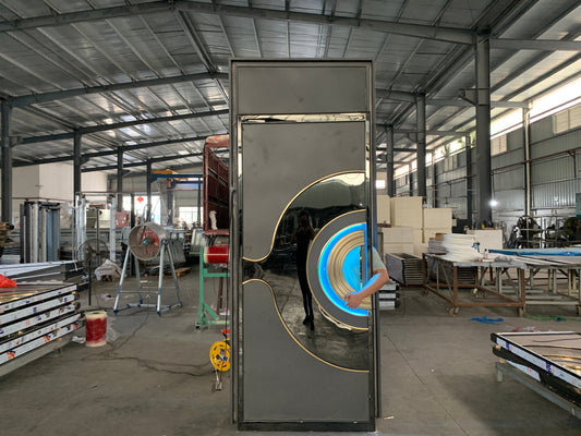Futuristic LED-accented door design from SafeSoundDoors, combining modern aesthetics and advanced performance
